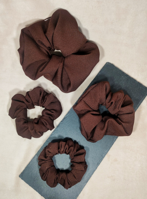 Bubawear Scrunchies Gumki do włosów 4 ROZMIARY Bawełna brąz