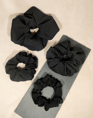 Bubawear Scrunchies Gumki do włosów 4 ROZMIARY Bawełna Czerń